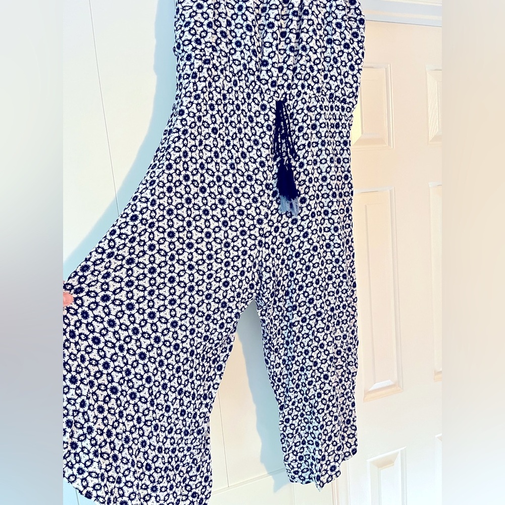 Strapless wide leg romper